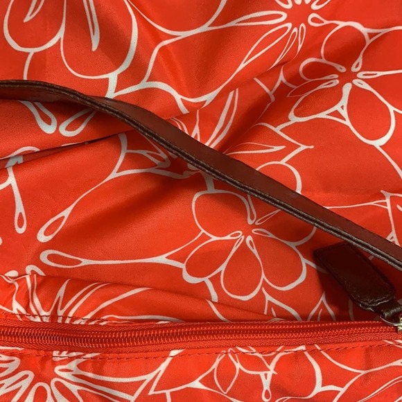 NEIMAN MARCUS 19x16.5 PINK WHITE FLORAL TROPICAL ZIPPER HOBO SHOULDER TOTE BAG - Picture 8 of 9